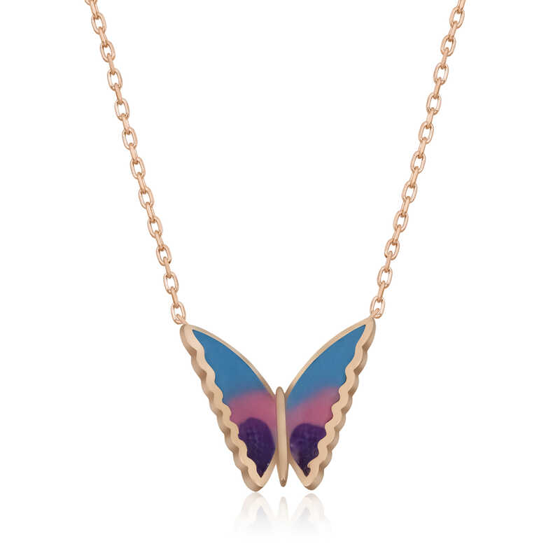 925 Ayar Gumus Minimal Kelebek Bayan Gumus Kolye