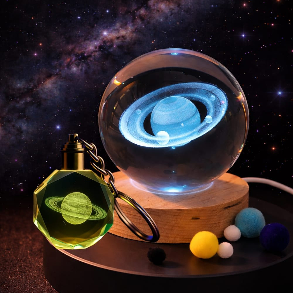 Renk Degistiren Saturn Gezegen Kure Ve Anahtarlik Seti