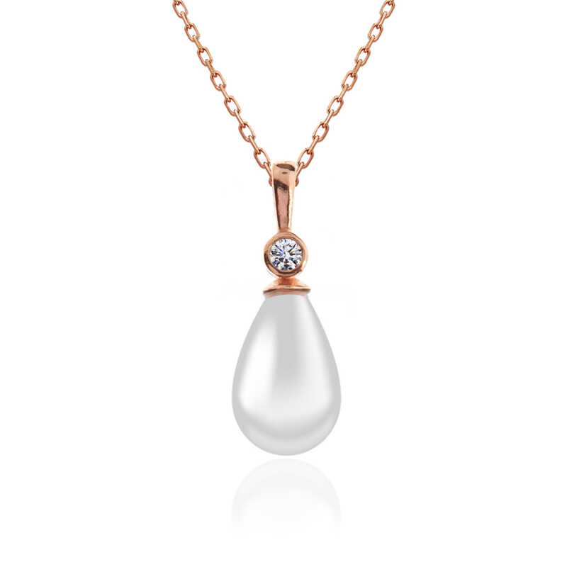 Gumus Rose Damla Rose Inci Kadin Kolye