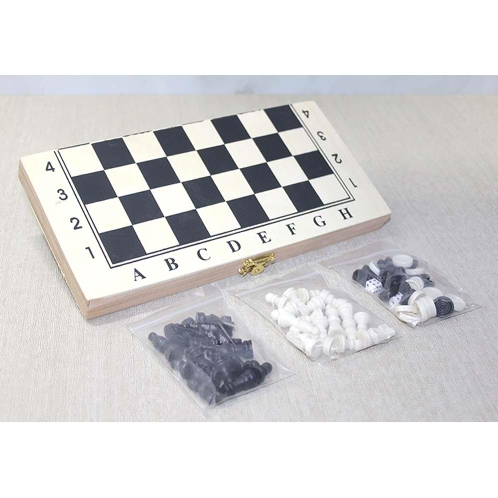 Ahsap Kutulu Satranc ve Tavla Seti
