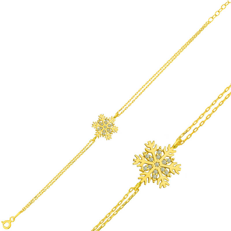 ​925 Ayar Gumus Gold Kar Tanesi Bileklik