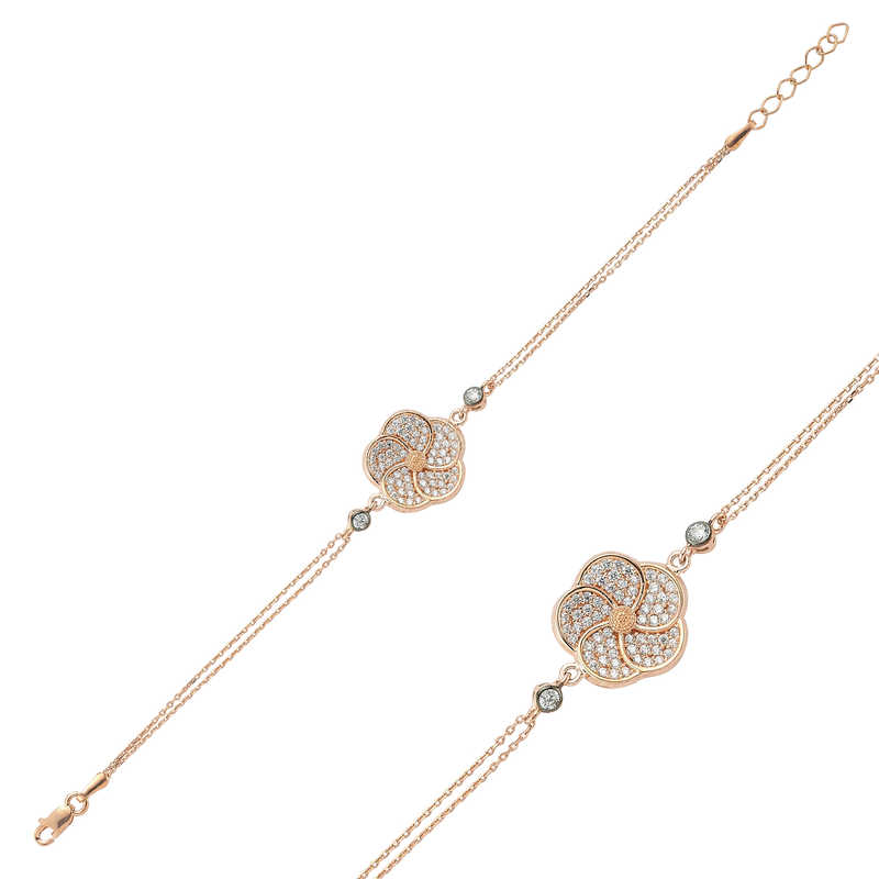 ​925 Ayar Gumus Rose Papatya Bileklik