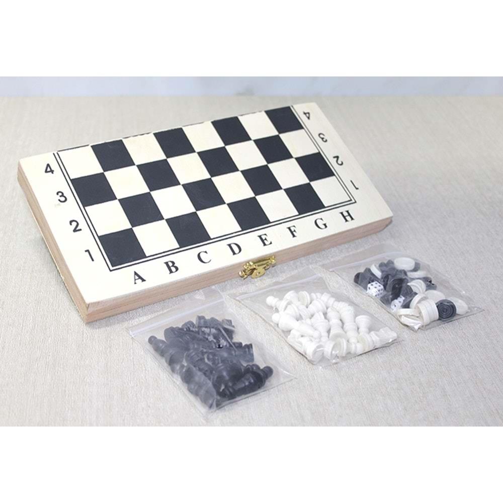Ahsap Kutulu Satranc ve Tavla Seti
