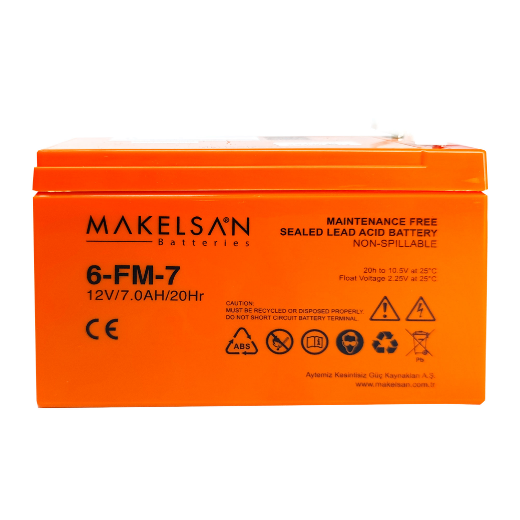 MAKELSAN 12V 7Ah, Bakimsiz, Kuru Aku. UPS icin Uygundur.