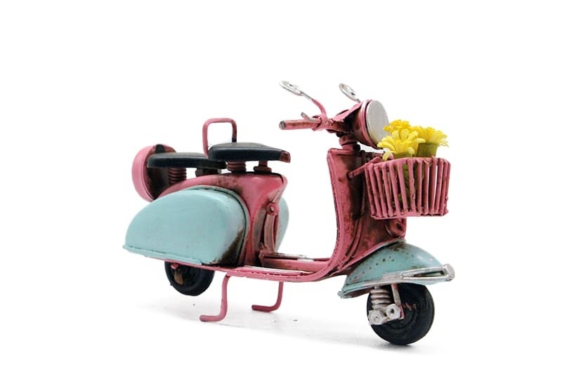 Dekoratif Metal Scooter Onu Sepetli