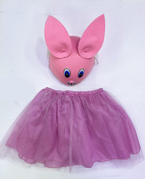 Tavsan Kostumu Pembe - 23 Nisan Tavsan Sapka ve Tutu Etek Seti 2 Parca