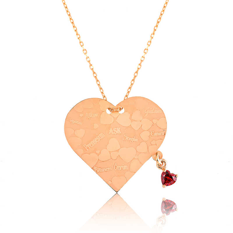 925 Ayar Gumus Kalpli Ask Sozleri Kadin Gumus Kolye