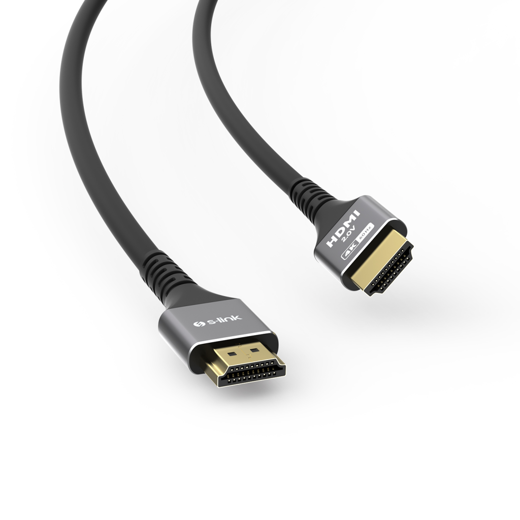 S-LINK SLX-HD4K015, 4K UHD, HDMI v2.0, 1.5mt. 60Hz. Metal Uclu, Kablo