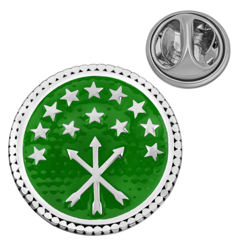 925 Ayar Gumus Cerkes Bayragi Rozet