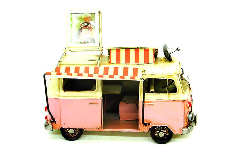 Dekoratif Metal Minibus Cerceveli ve Tenteli Vintage Hediyelik