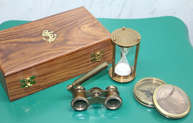 Ahsap Kutulu Pirinc Pusula,Kumsaati,Durbun Seti