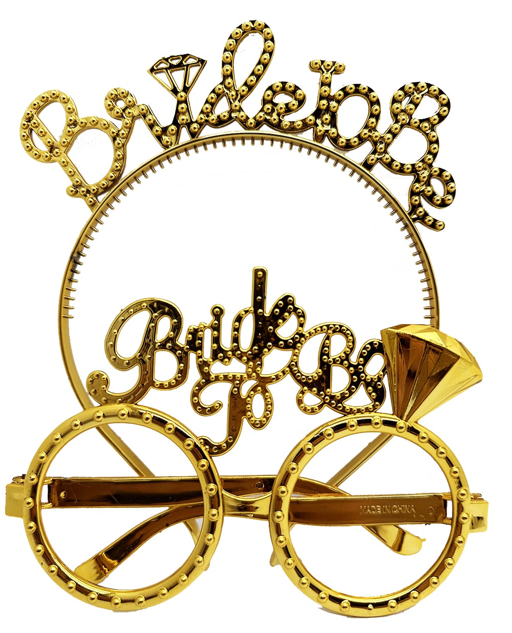 Bride To Be Yazili Tac ve Bride To Be Yazili Gozluk Seti Altin Renk