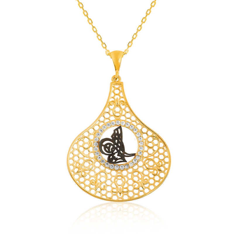 925 Ayar Gumus Tugra Kadin Gumus Kolye