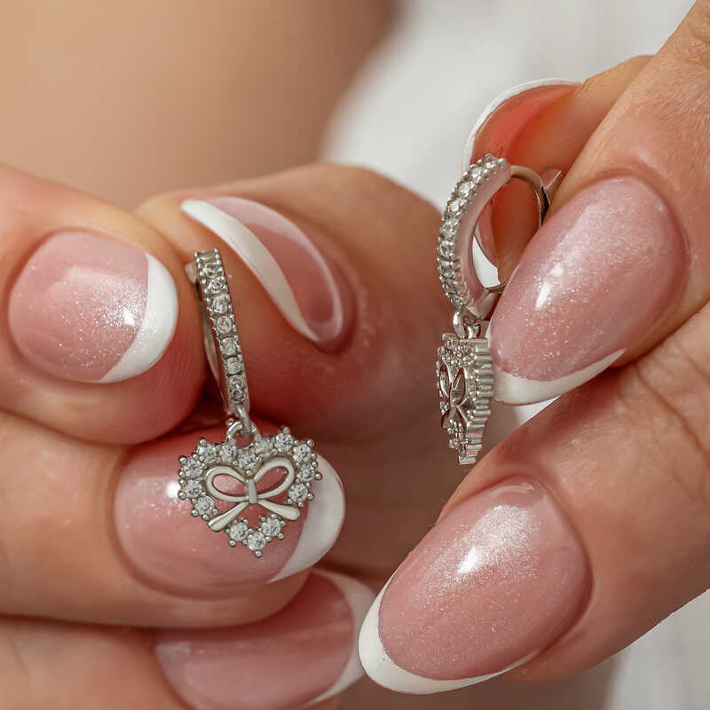 Gumus Kalp Kurdele Sallantili Kadin Kupe