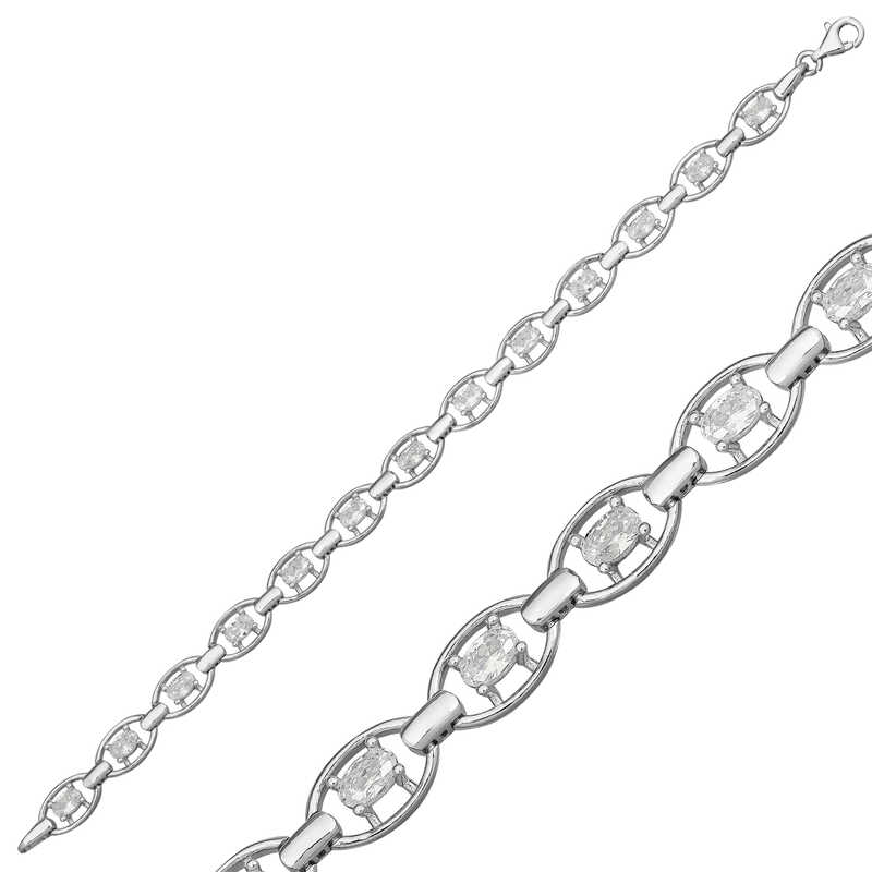 925 Ayar Gumus Oval Su Yolu Bileklik