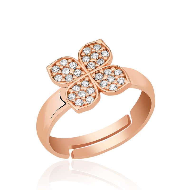 925 Ayar Gumus Rose Ruzgar Gulu Cicek Yuzuk