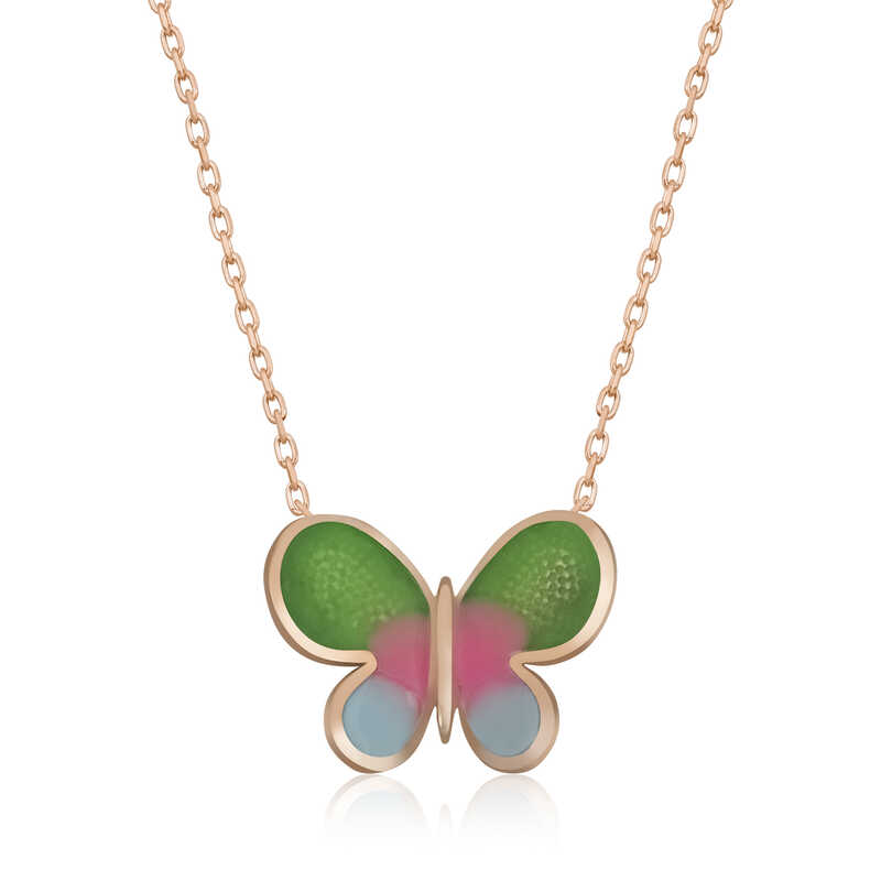 925 Ayar Gumus Minimal Kelebek Bayan Gumus Kolye