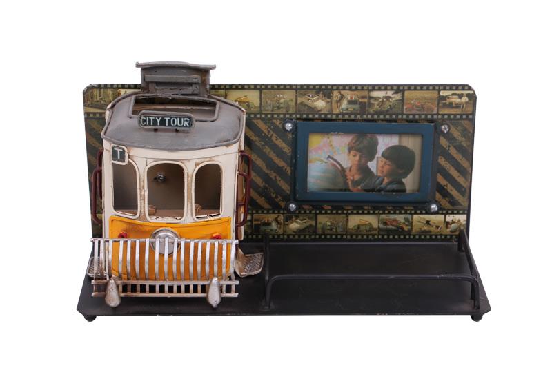 Dekoratif Metal Kalemlik Cerceveli Tramvay Temali Hediyelik