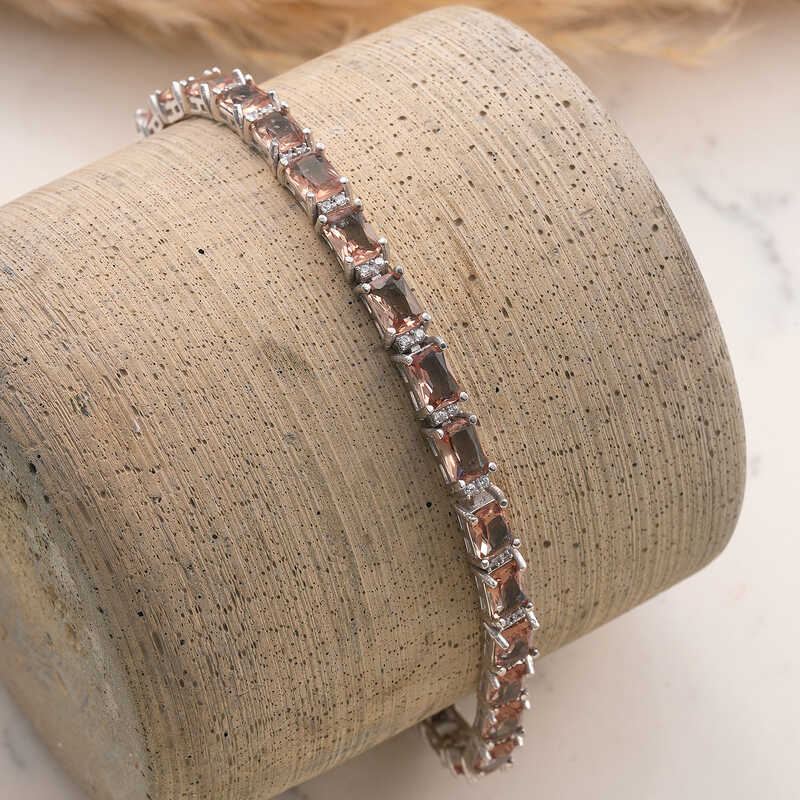 ​925 Ayar Gumus Kare Zultanit Tasli Kadin Bileklik