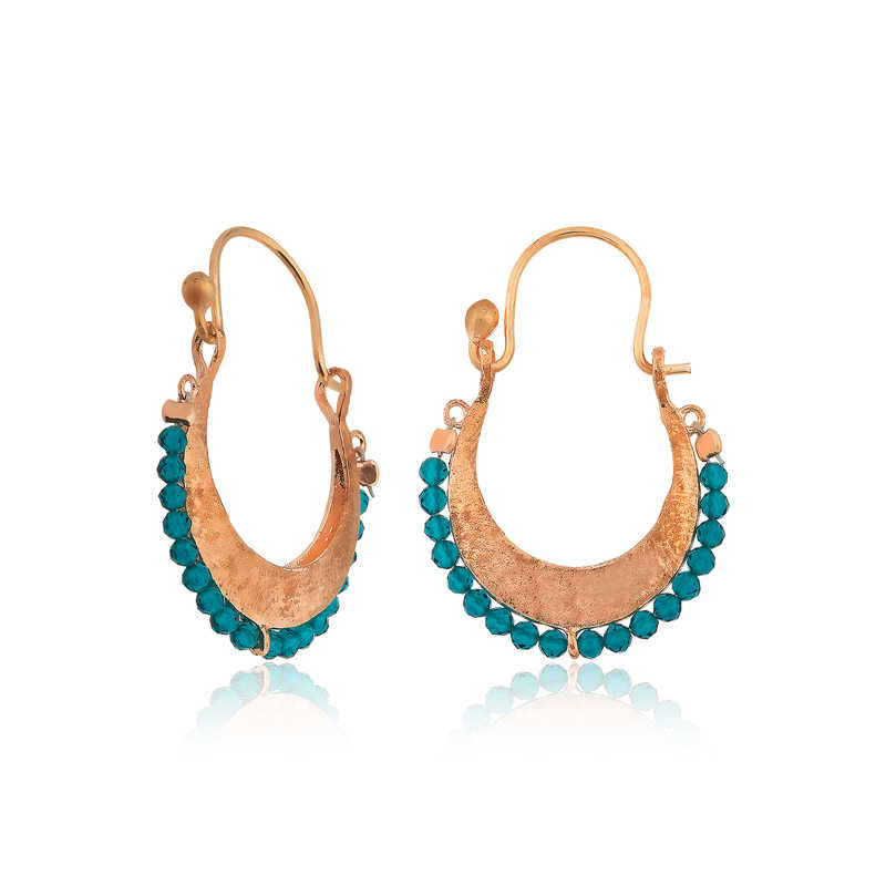 Gumus Turkuaz Tasli Bohem Kupe