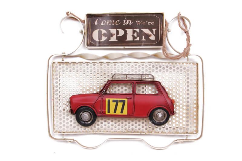 Dekoratif Metal Kapi Yazisi Araba Dekorlu Vintage Hediyelik