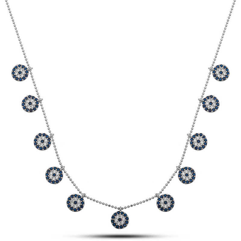 925 Ayar Gumus Nazarli Sans Kadin Kolye