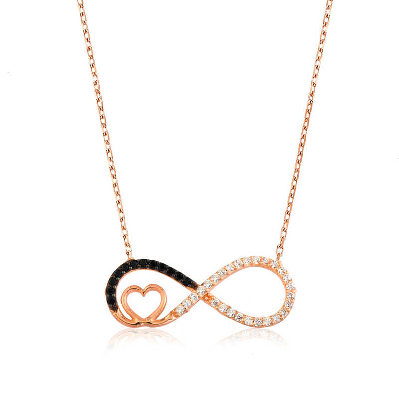 925 Ayar Gumus Kalpli Sonsuzluk Kadin Gumus Kolye