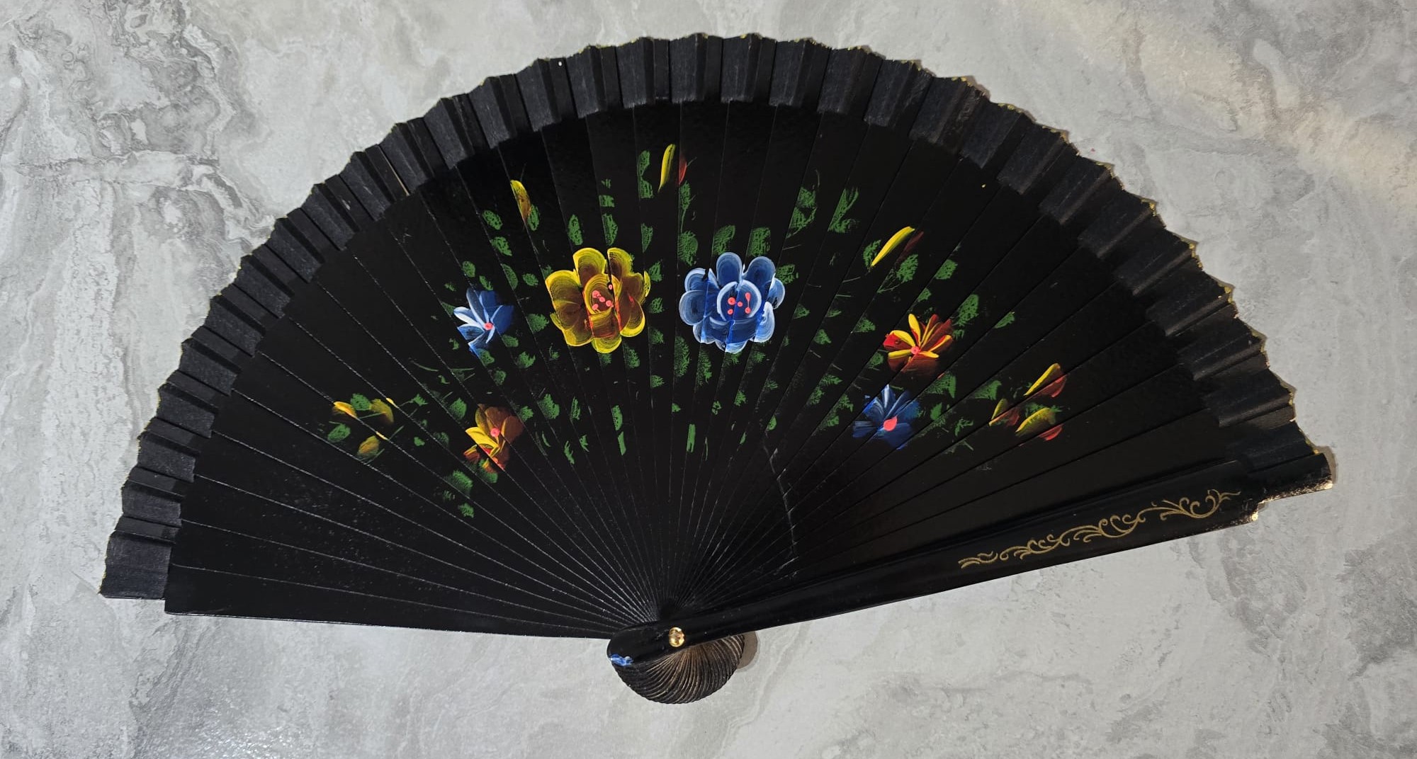 Bambu Cift Tarafli Siyah Yelpaze 12'li Paket