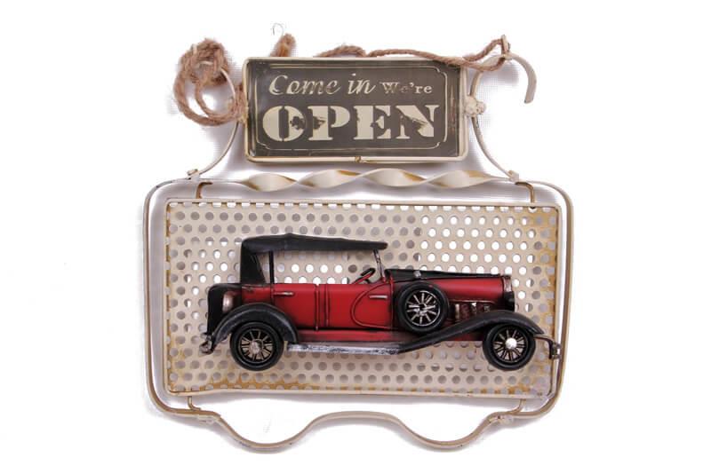 Dekoratif Metal Kapi Yazisi Araba Dekorlu Vintage Hediyelik