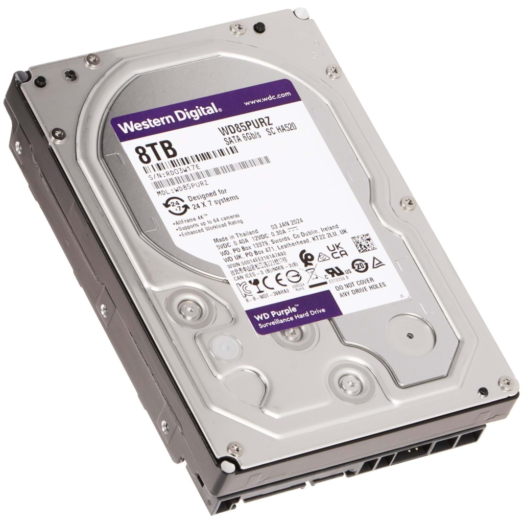 WD PURPLE, WD85PURZ, 3.5", 8TB, 256Mb, 5640 Rpm, 7/24 Guvenlik, HDD (Turkiye Distributoru Garantili)