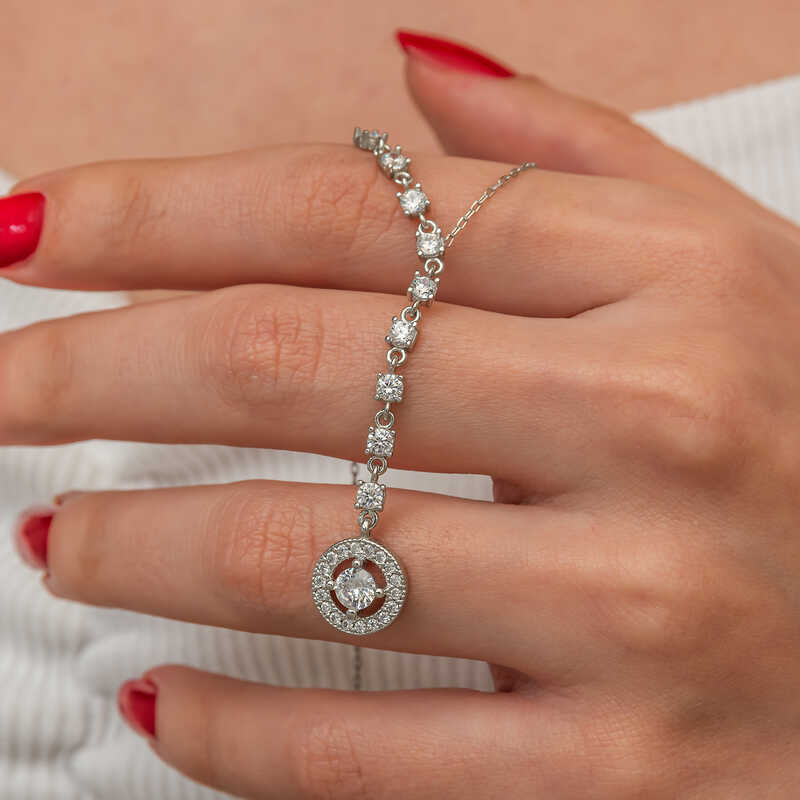 Gumus Sirali Zirkon Tasli Cember Kadin Kolye