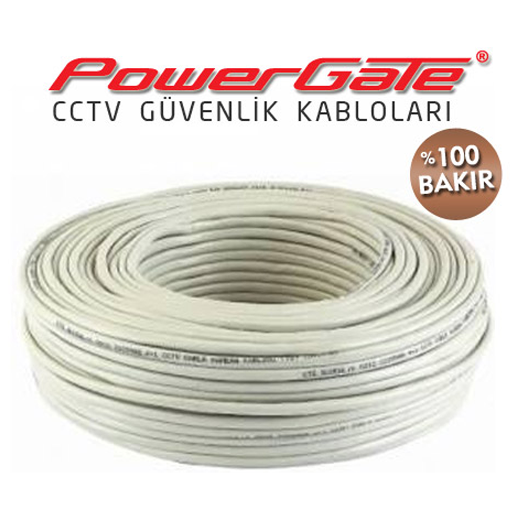 PowerGate VIA 100mt, 2+1 (2x0,22+0,22) %100 Bakir, CCTV Guvenlik Kablosu