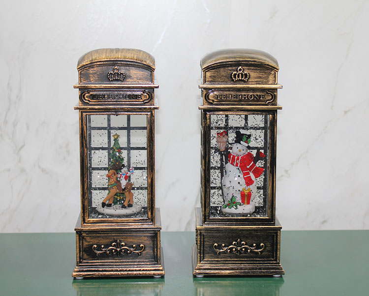 Telefon Kulubesi Tasarimi Yilbasi Temali Isikli Muzikli Kar Kuresi