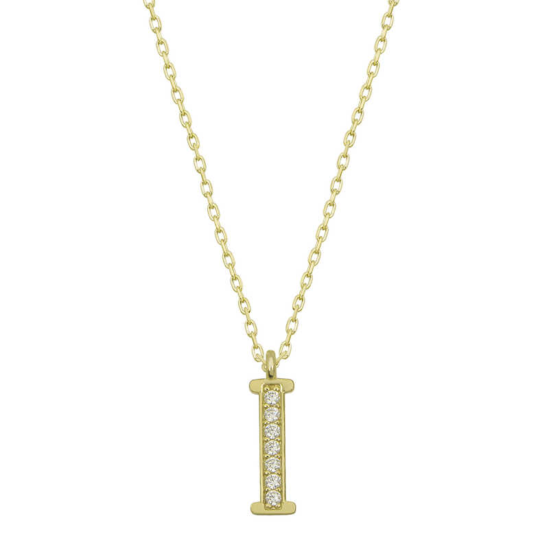 925 Ayar Gumus Gold I Harfi Kadin Gumus Kolye