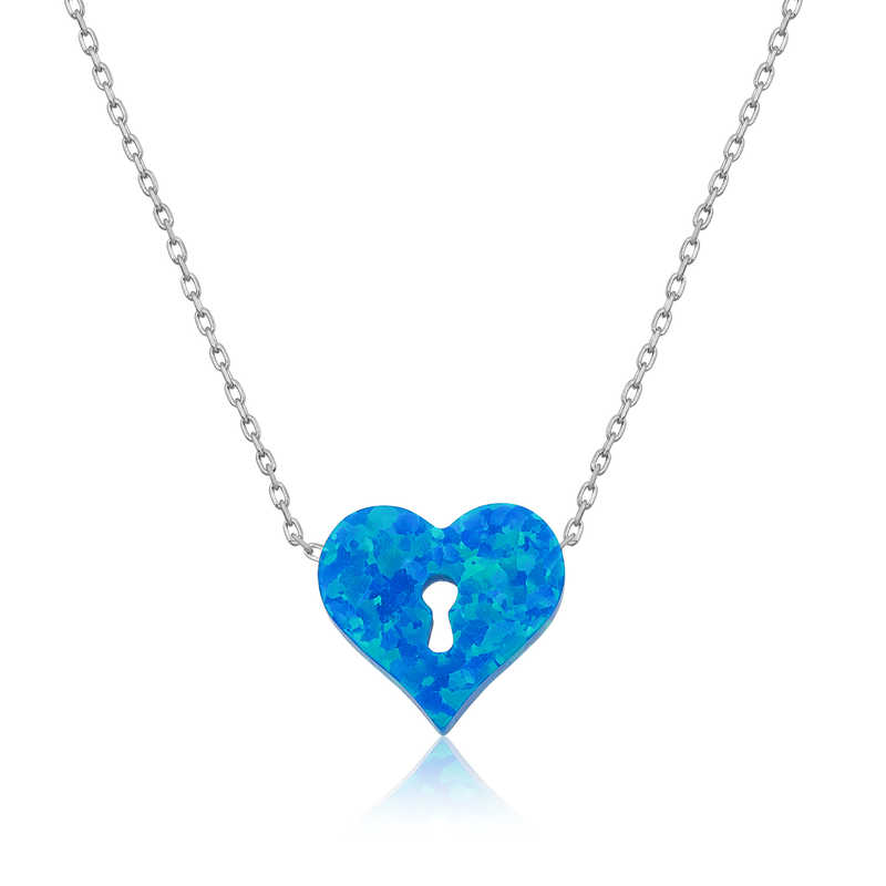 925 Ayar Gumus Kilitli Kalp Kadin Gumus Kolye