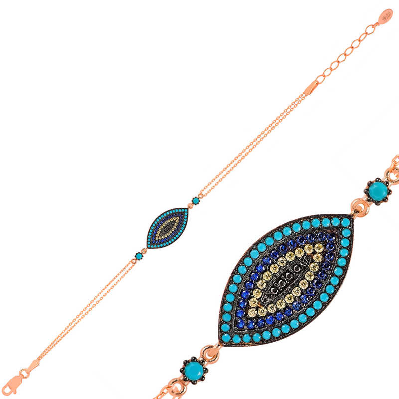 925 Ayar Gumus Rose Nazar Bileklik