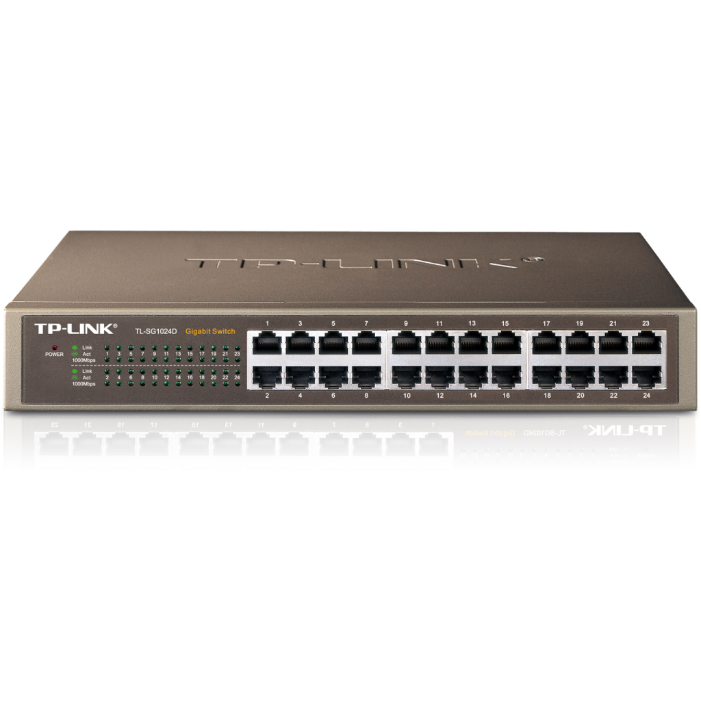 TP-LINK TL-SG1024D, 24 Port, GigaBit, Yonetilemez, Metal Kasa, Rackmount Switch